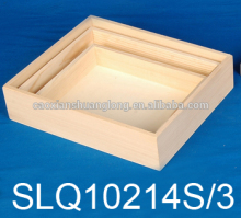Natural Square Wood Display Boxes Set