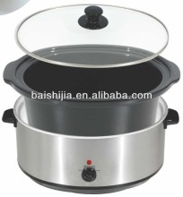 Stainless Steel Oval Crock Pot Electric Slow Cooker, 7.5QT, 320W