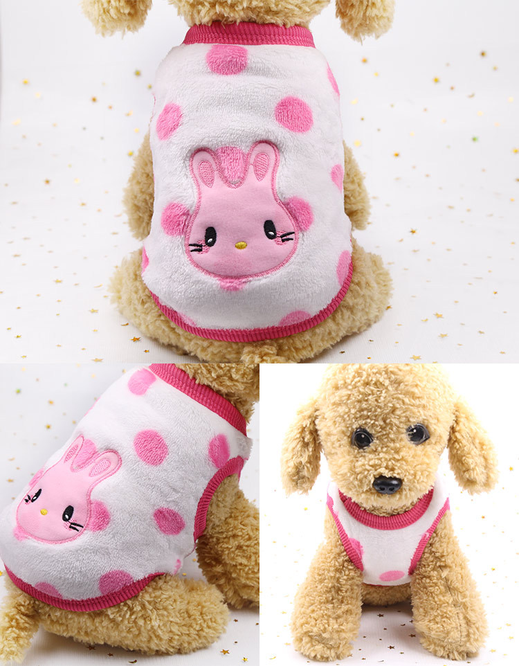 Hot Selling Cartoon Flannel To Keep Warm Teacup Dogs Small Milk Dogs Cats Teddy Clothes Vest Pet Products