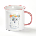 Taza de café linda taza de animales con borde de color