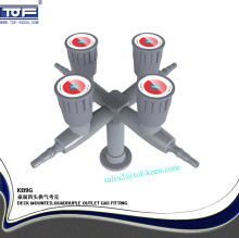 table/deck mounted four way lab gas valve, gas fittings, gas faucet controls