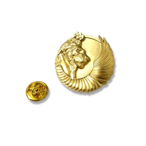 Pins de la solapa de la insignia de león de oro en relieve en 3D