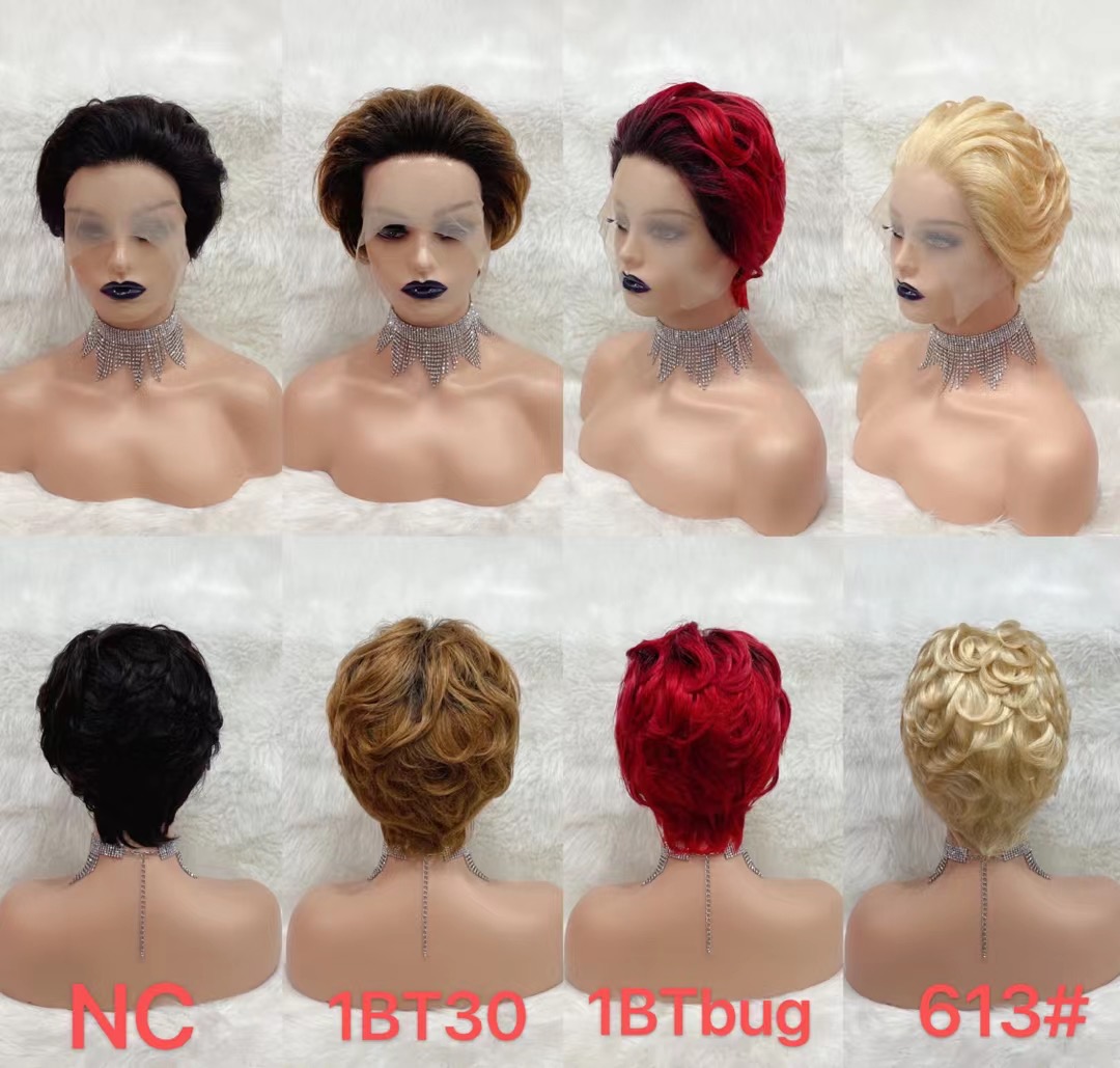 whosale Pixie Human Hair T Lace Frontal Short Pixie Cut Human Hair Wig Curly Lace Frontal Wig Cuticle Aligned Full Lace Wig