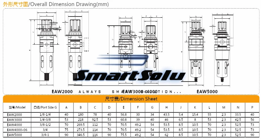 Ou Series Compressed Air Frl Units Aluminum Die Casting Air Source Treatment Pneumatic Components