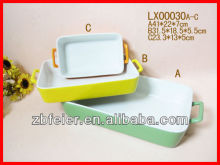 3pcs ceramic bakeware set with two-tone color