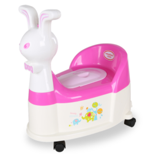 Orinal infantil de plástico con forma de conejo con rueda y música