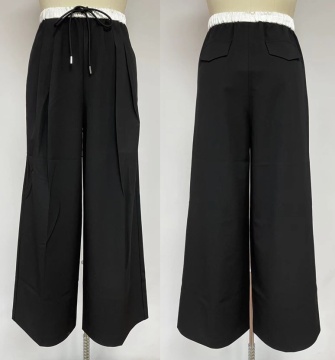 Contrast Pants With Elastic Lanyard