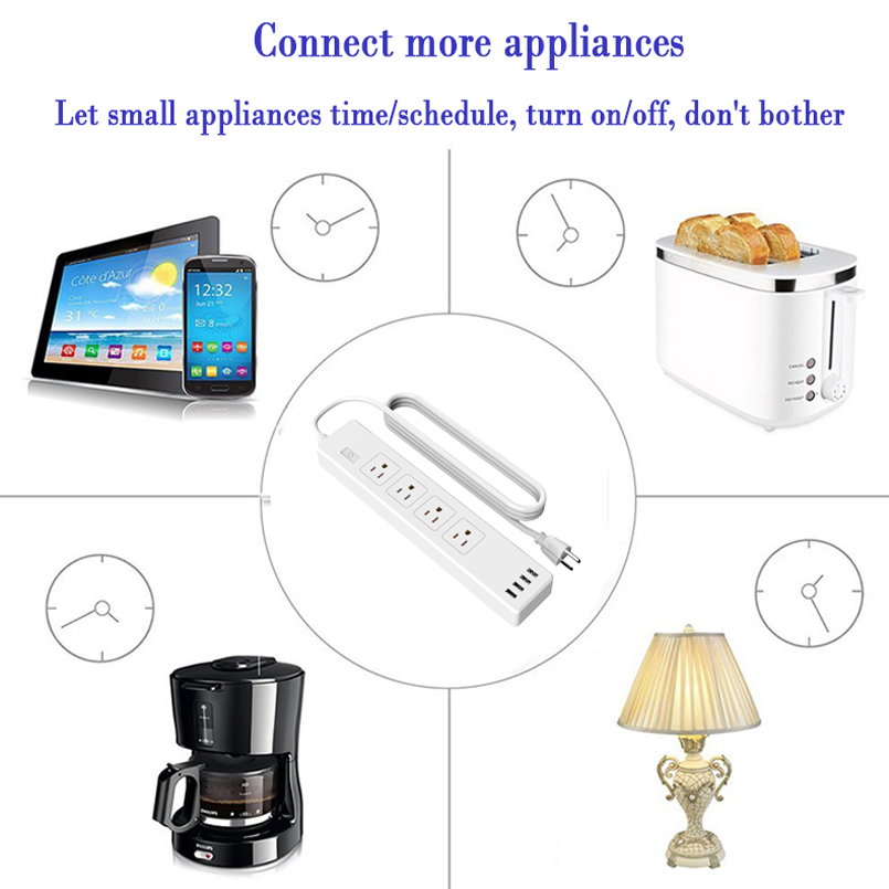 4 Outlet 4 Charging Port Extension Cord Power Strip Wifi Power Strip Smart Power Strip With USB