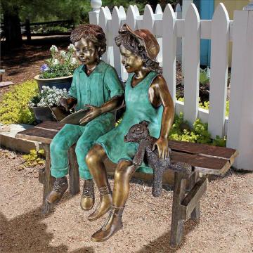 bronze foundry garden decorations bronze reading boy on bench statue