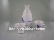 Ceramic sake pot and cup set, shochu bottle and cup