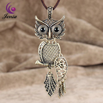 Jenia Cute Owl Perfect Gift Leather Necklace For Yourself Or A Loved Zinc Alloy