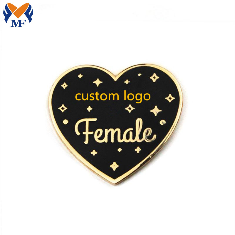 Female Heart Black Pin