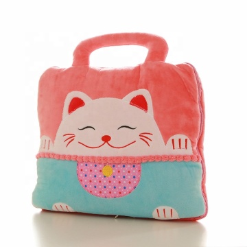 Pink Cat Shaped Air Conditioning Quilt & Cushion Toy
