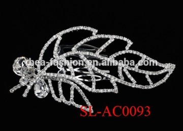 Factory Directly Bridal Hair comb popular rhinestones leaf hair piece