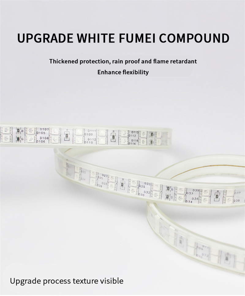 220V IP65 PVC cover SMD 5050 220V RGB led strip 60 72 120 Leds flexible strip light Smart Strip Light