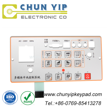 Custom control keypad membrane switch with leds