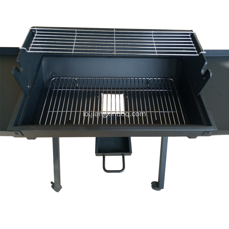 Trolley Charcoal Grill ກາງແຈ້ງທີ່ມີຕາຕະລາງຂ້າງ