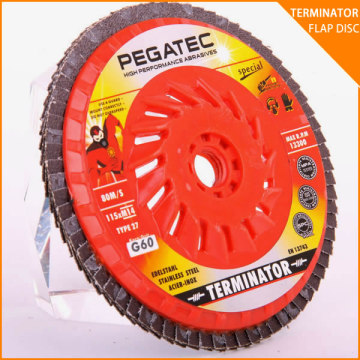 PEGATEC new products 4.5" Terminator flap disc flap wheel zirconia aluminlum oxid