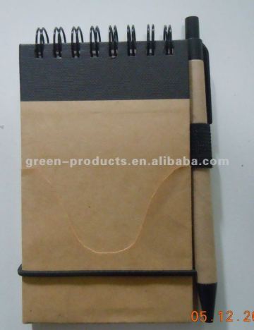 Recycled kraft/brown paper notebook with name card pocket(TRP054)