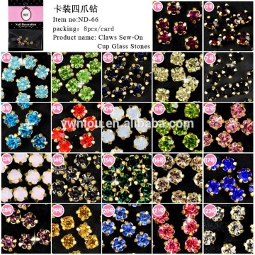 4mm flat back Rhinestone Settings Claws Sew-On Cup Glass Stones