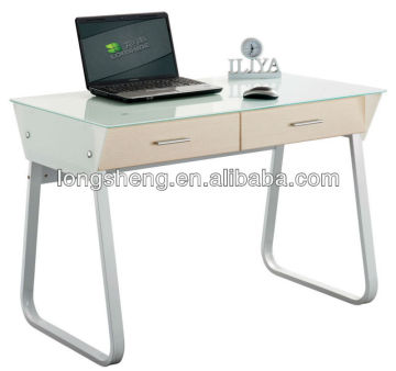 Tempered Glass Study Table with Drawers