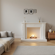 White Marble Fireplace Minimalist Hand Finished Mantel Art