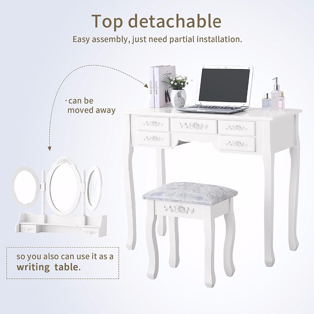 3 Mirror 7 Drawer White Dressing Tables3 Jpg