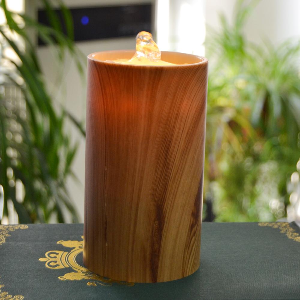 Rechargeable Water Fountain Candles With Wooden Pattern