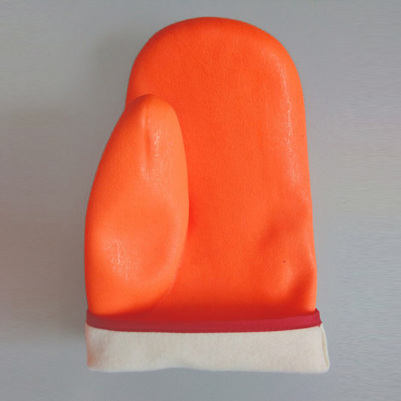 Orange PVC mitten gloves foam insulated liner