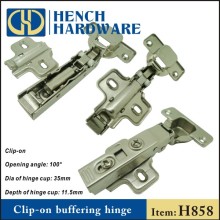 Concealed buffering hydraulic hinges for cabinets