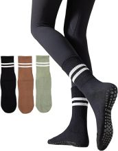 Womens Pilates Socks with Grips: Non-Slip Yoga Socks for Barre, Gym & Athletic Activities