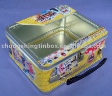 handled tin box with pet window