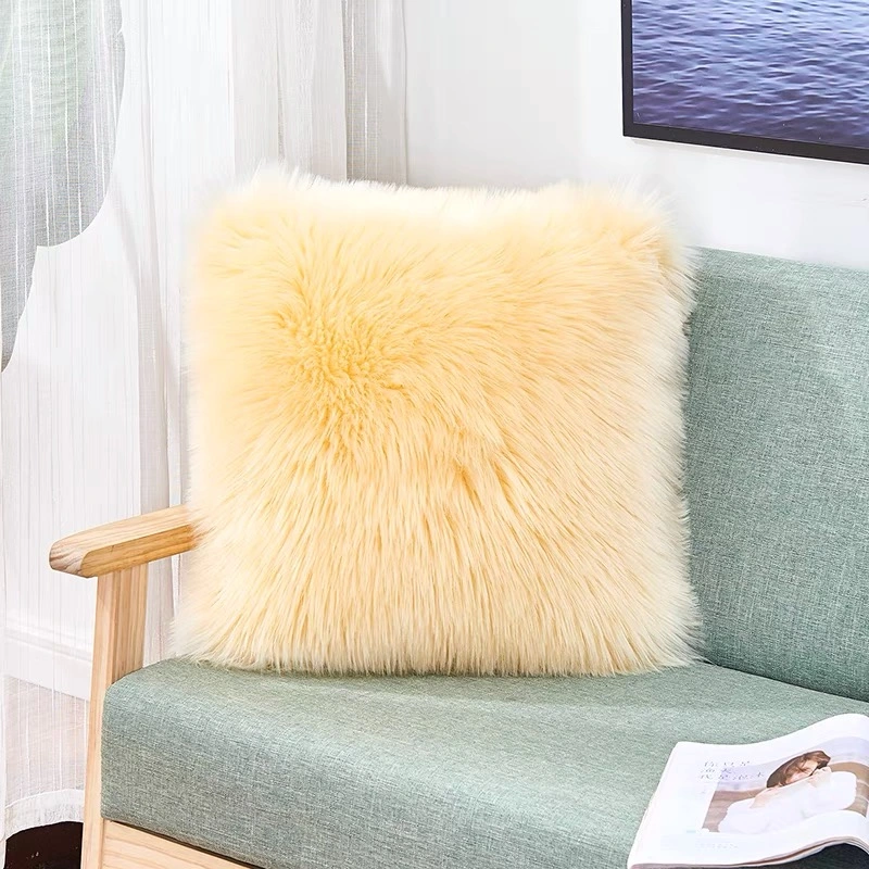 Faux Fur Throw Pillow Case Cushion Cover for Sofa Bedroom