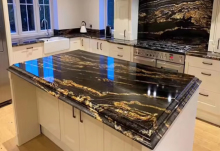 Customized countertop with black and gold patterns