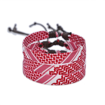 Handcrafted Palestinian Keffiyeh Bracelets: Traditional Wristbands with Braided Adjustability
