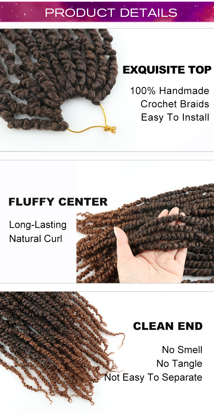 Julianna Hair Wholesale Price Pretwisted Kinky Long 22 Inch Pre Twisted 24 Inch Pre Passion Twist Crochet Braiding Hair