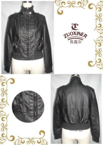 ladie's garment washed pu leather jacket