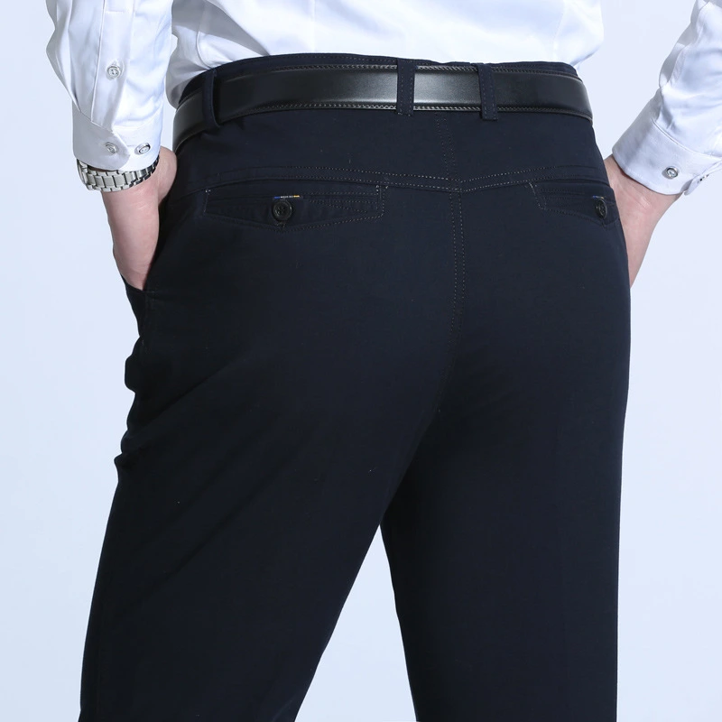 Men Cotton Casual Loose Straight-Leg Panttrousers Casual Business Long Pants