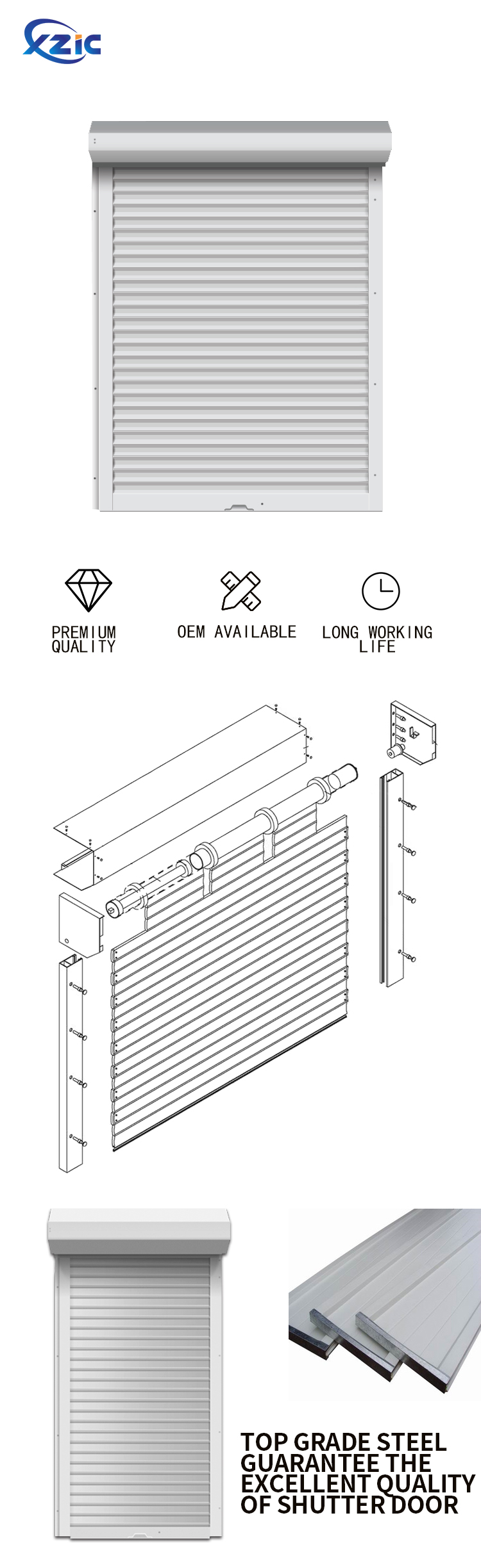 Automatic Open Style and Finished Surface Finishing rolling up door