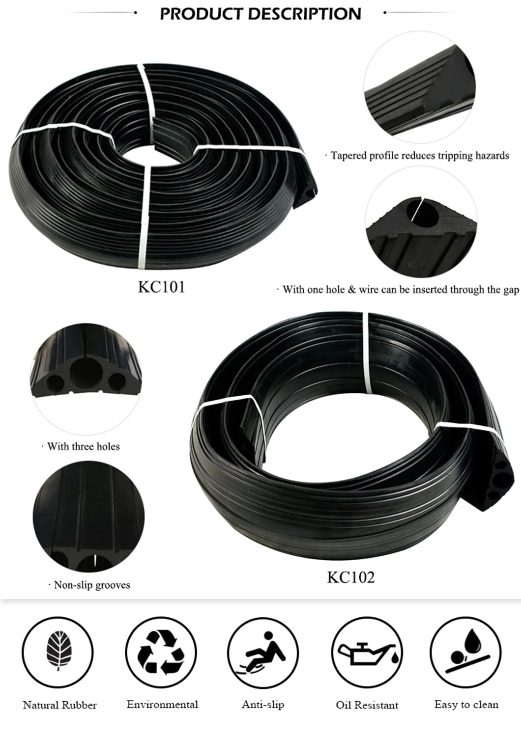 Rubber Cable Safety Protector Outdoor Construction Area