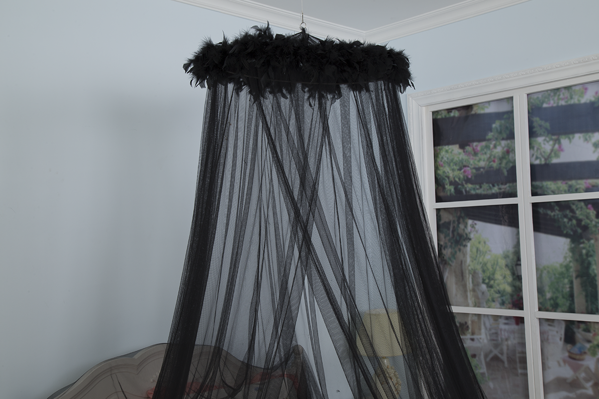 Conical Circular Black Mosquito Netting Bed Canopy