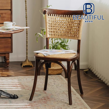 Solid wood woven rope chair