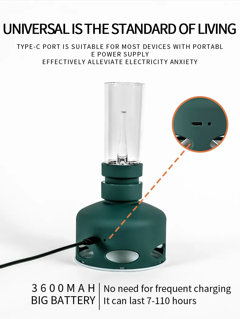 Modern USB Rechargeable Flameless LED Kerosene Lamp for Indoor Decor