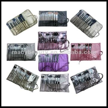 12pcs leather cosmetic brush set rollup case