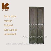 brushed paulownia wood four panel france design chinese wood door