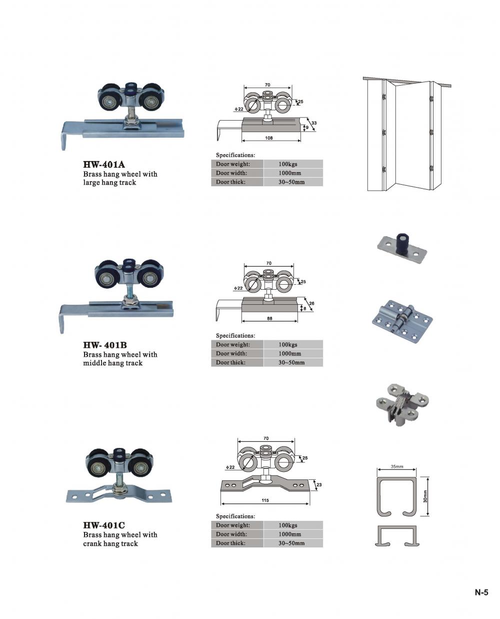 Super waterproof door hanging wheel