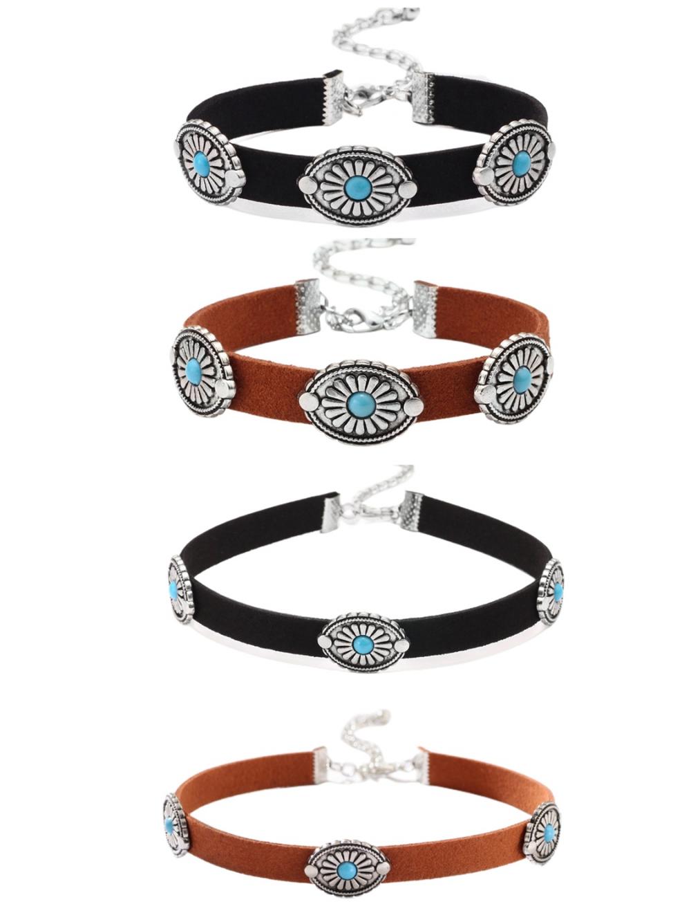 Bracelet ethnique turquoise bracelet en cuir marron noir pour femmes bracelet de mode pour hommes