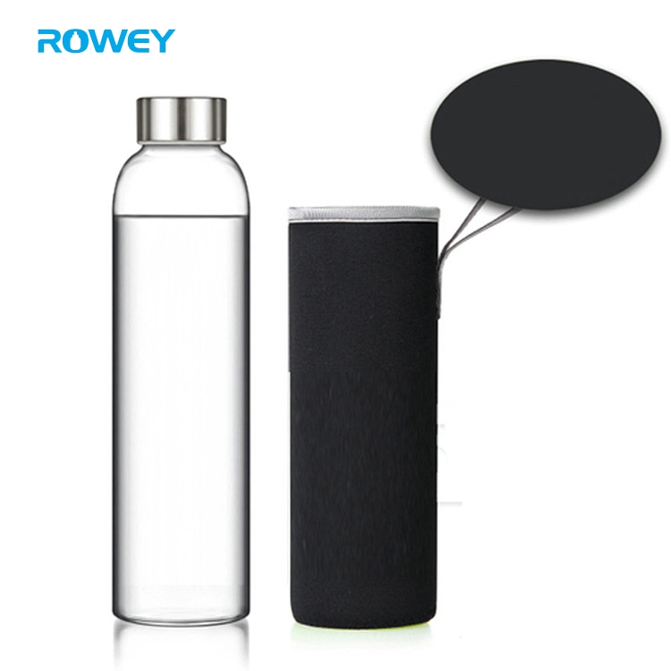 Custom Logo cheap glass cup clear glass water bottles with sleeve