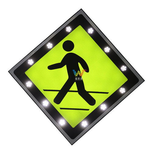 led flashing solar powered road safety sign board