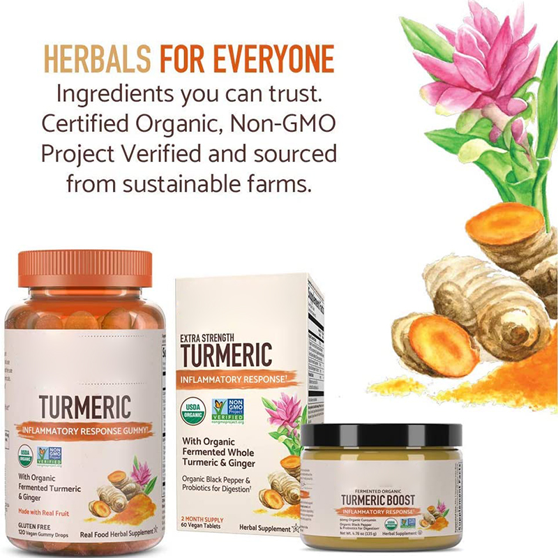 OEM/ODM Vegan Joint Support Fermented Turmeric Ginger Support Brain Booster Curcumin Turmeric Ginger Gummies